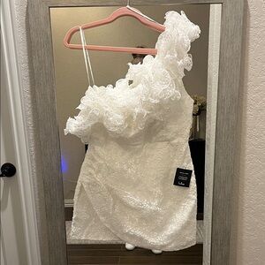 Lulu's White One Shoulder Dress